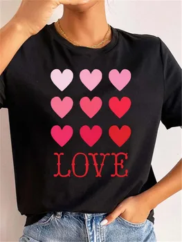 Женска тениска с графичен принтом Love, Лятна Ежедневни Забавна тениска за момичета, Хипстерская тениска с кръгло деколте