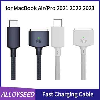 Plug Type-C с магнитни 3 фоно свещи за бързо зареждане, Led Индикатори, Кабел за бързо зареждане USB-C PD3.1 за MacBook Air/Pro 2021 2022 2023