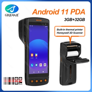 Android 11 Ръчни PDA терминал вграден 58 мм Принтер за етикети за проверки 2D баркод Скенер NFC колектор на данни с голям екран 5,5 инча