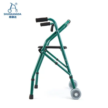 Проходилка за рехабилитация на инвалиди Помощни средства за ходене на възрастните хора с колела и усилване на местата за сядане Сгъваеми