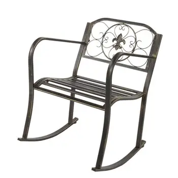 Люлеещ се стол с плоска тръба, градинско кресло, стол за двор, бронзов цвят 57,71x61,01x80,01 см