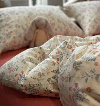 Романтичен комплект спално бельо с хубаво цвете за момичета, близнак, кралица, крал, прекрасен селски памук домашен текстил, чаршаф, калъфка за възглавница, чаршаф