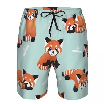 Червените мечки-панди, бързо съхнещи шорти за плуване, мъжки бански костюми, бански костюми за гмуркане, плажни дрехи за плуване