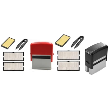 2 комплект самозалепващи печати, Изработени по поръчка корпоративна номер, печат на адреси, на гумен печат с набор от пинцетов, черно и червено
