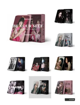 55 бр. Kpop Черно-розови Альбомные фотокарточки BORN PINK JISOO JENNIE LISA ROSE, коллекционный набор от пощенски картички LOMO
