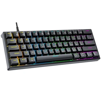 G101 61 Клавиша, Жичен механична клавиатура, клавиатура с подсветка RGB, двуцветен инъекционная клавиш, Синия ключ, детска клавиатура за PC