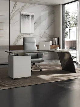 Лесен е луксозен, модерен и минималистичен бюро за домашния офис, италиански минималистичен компютърен маса, работно бюро, работно бюро