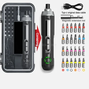 Мини Безжична Електрическа Отвертка, USB, Акумулаторна литиево-йонна батерия, Отвертка с led лампа, Набор от Инструменти за ремонт на въртящия момент