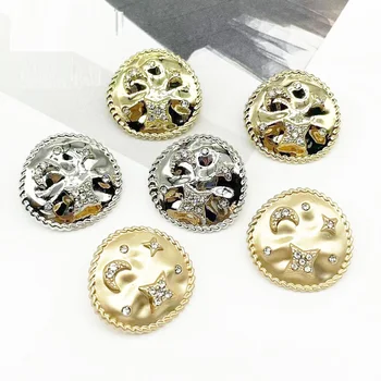 6 бр. малки метални копчета в парфюмерном стил, звездите и луната, инкрустирани с диаманти, копчета и ръчно изработени, жилетка, трикотажная риза, декоративна каишка