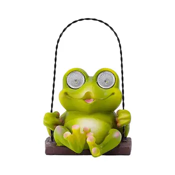 Лягушачий лампа, сладка фигурка на жаба, Слънчев лампа за декор на градина, открит орнамент, люлки, жаба, Соларни лампи, Външна декоративна маса