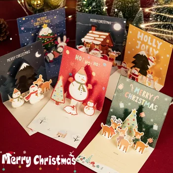 Коледни 3D Изскачащи поздравителни картички с плик Приятел, семейство, Благословляющая Картичка, Рожден Ден, Нова Година, коледа, Коледни подаръци, Украса