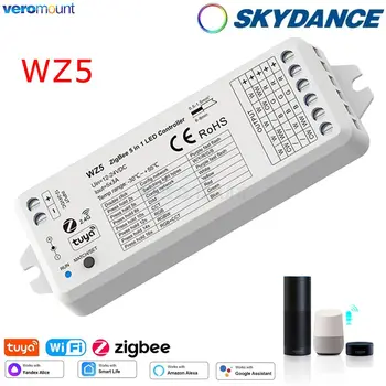 Sasha Zigbee Smart WiFi и 2,4 G RF дистанционно управление 5 в 1 Глас led контролер WZ5 за DC12V 24V ДИМ RGB RGBW RGBWW RGBCW RGBCCT led Лента