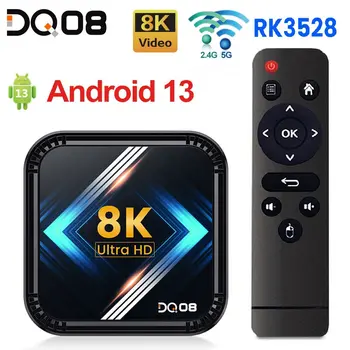 DQ08 RK3528 Smart TV Box Android 13 Quad-core Cortex а a53 Подкрепа 8K Видео 4K HDR10 + Dual WiFi BT Google Voice mi Tv Box