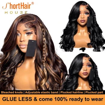 Най-евтини перуки от естествена коса с подсветка за черни жени, 360 HD Перуки от естествена коса на дантели, Омбре, Меден blond, перуки, изработени от човешка коса, я носи и ползвай
