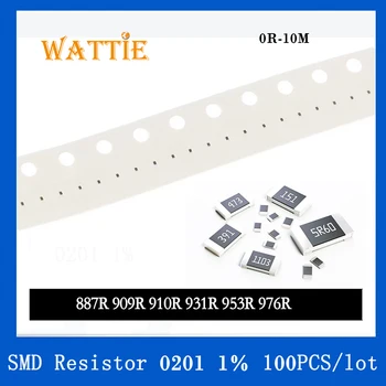 SMD резистор 0201 1% 887R 909R 910R 931R 953R 976R 100 бр./лот микросхемные резистори 1/20 W 0,6 мм *0,3 мм