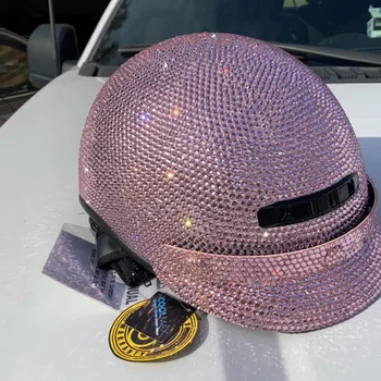 Шлемът с украса във вид на кристали, Велосипедни каски за Мотоциклети и лични предпазни средства, Каска за скутер с пълно лице, Мотоциклет шлем