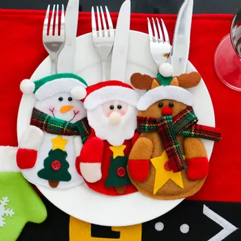 Коледна чанта за прибори с участието на Лосове, bag-държач за чинии с Снеговиком, Калъфи за вилици и ножове Дядо Коледа, Коледна украса 2023, Нова година