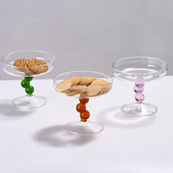 Стъклена чаша желе боб под формата на зърна, Чаши за напитки, Enrobed сладкиши, Чаша сладолед, зърнени храни, Ваза за плодове, Десерт плоча