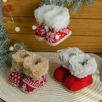 Червени коледни ботуши, подвесная Коледно дърво, Коледни украси за обувки, Коледни украси за дома 2023 Навидад Нова година