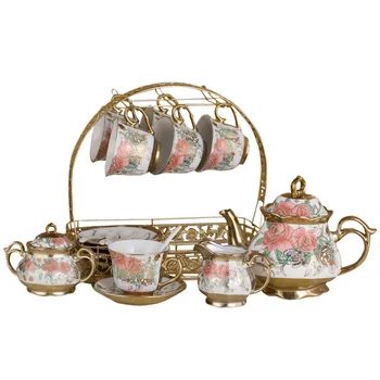 Прост Европейски стил, Керамични Следобеден чай, Цветя подаръчен комплект Кафе Чаши, Чай от Порцелан със стойка, комплект Чаени чаши