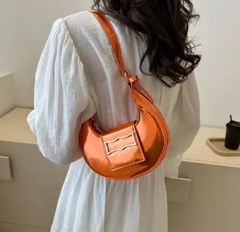 2023 Модни Лачена Хлебная Проста чанта от изкуствена кожа, Дамска чанта, чанта за подмишниците, чанта през рамо, чантата