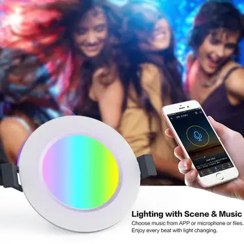 Лампа Sasha Smart Home RGB с регулируема Яркост, цветна точкова led лампа, една кръгла лампа, работи с Алекса Google Home