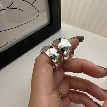 Наскоро поступившее пръстен от сребро S925 проба с чук за тежки индустрии в корейски стил; Модно просто основния пръстен от сребро на Едро
