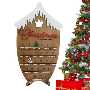 Коледен Адвент-календар, Wooden Коледен Календар с Дядо Коледа, Обратно броене до Коледа, Календар, декорации за дома плот