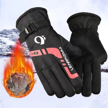 Зимните водоустойчив Велосипедни ръкавици, мъжки ръкавици за спорт на открито, за джогинг, мотоциклети, ски, флисовые ръкавици със сензорен екран, нескользящие, топли, с пълни с пръсти