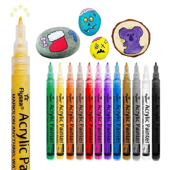 12 Цвята, акрилни маркер, водоустойчив писалка с тънък връх, акрилна боя, дръжка за детски за рисуване, изработване на картички, художествен проект за scrapbooking