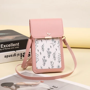 2023 Нова чанта за телефон със сензорен екран, луксозни Дамски чанти, Малка лека Мини чанта, изработена от PVC с принтом на едно рамо, клатч