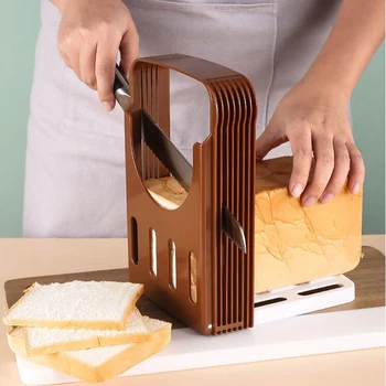 Поставка за рязане на Хляба, Форма за печене, Инструмент за рязане на Пластмаса, с Кухненски Нож за инструменти за сандвичи, Сгъваеми Приспособления за печене на хляб, Препечен хляб