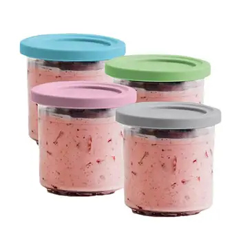 Контейнери за сладолед, Чашки за съхранение във фризер за Еднократна употреба, с плътно затварящ се капак, лесно снимаемой за буркани за съхранение на домашен сладолед