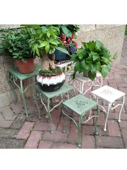 Желязната табуретка във формата на цвете, детски стол, външен двор, балкон, подови американската поставка за цветя, поставка за саксия
