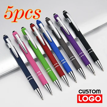 5 бр. лека метална химикалка писалка, офис училищна рекламна писалка, персонализиран с лого, текст гравиране, лазерно гравиране, писалка за сензорен екран
