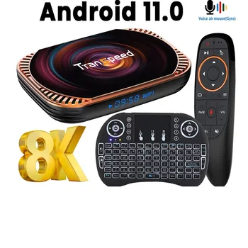 Топ Transpeed Amlogic S905X4 8K Android 11,0 TV BOX 2,4 G и 5,8 G Много Бърз WiFi 4K Гласов асистент двойна wifi 32 GB 64 GB TV Box