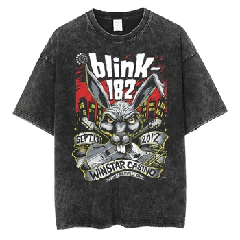 Blink 182 Winstar Casino-Тениска THACKERVILLE OK от Качествен Памук, Реколта Тениски с къс ръкав y2k Harajuku, Мъжки И Дамски дрехи, Фланелка