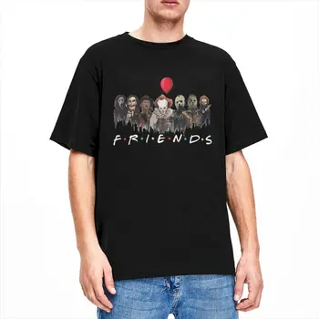 Мъжки и дамски тениска, стоки за приятелите от филм на ужасите за Хелоуин, новост, памучен тениска с къс ръкав и кръгла яка