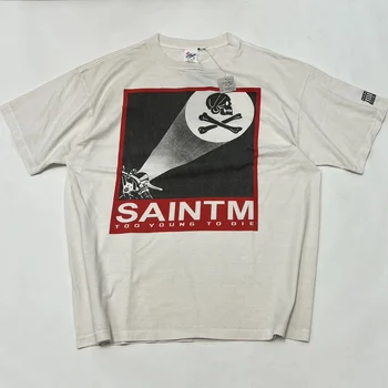 23SS Saint Лятна мъжки реколта тениска от памук с добро качество