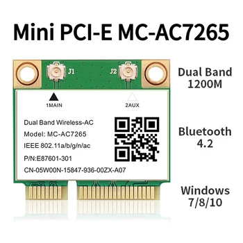 1200 Mbps Bluetooth 4,2 Половината Мини-карти на PCI-E WiFi MC-AC7265 Безжична Intel 7265 802.11 ac 2,4 G 5 Ghz процесор За Лаптоп Intel 7260 7260HMW