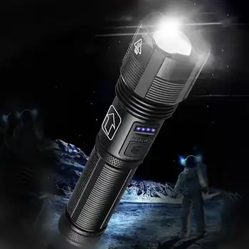 Супер Ярък Увеличение USB Фенерче с Високо Люменом Водоустойчив Лазерен Фенерче 5-Защитен Светлинен Прожектор за нощуване на открито
