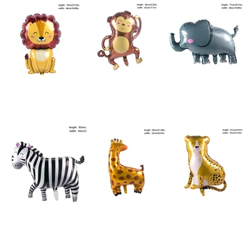 Големи балони от фолио с животни, Маймуна, Лъв, Жираф балон Детска тема Сафари в Джунглата Украса За Парти в чест на рождения Ден