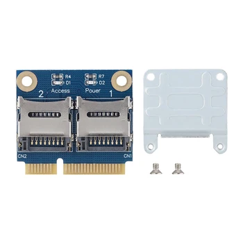 Адаптер Mini PCIe за двойна Micro Secure Digital, Memory Card Конвертор-удължител PCI-E Adapter Card e за карти памет