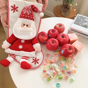Коледна торбичка за бонбони Голям Капацитет, Окачени украса за камината, Дядо Коледа/на Плюшено мече, Снежен човек за домашна класната партита