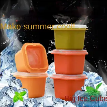 Предотвратява кръстосан аромат Лек като форма на Жълто Независима Форма на Оранжево-Зелена С капак Кутия за лед Силиконови Удобства за приготвяне на лед