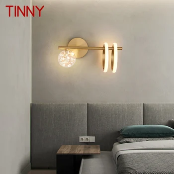 Тенекиен Модерен Месинг, с монтиран на стената лампа, 3 цвята, Луксозен Творчески лампа за прикроватной нощни шкафчета, обзавеждане на хол