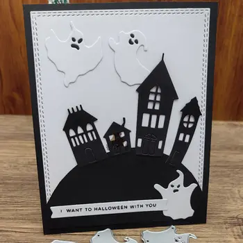 Хелоуин призраци умира Scrapbooking Метални Режещи Удари Занаятчийски Печати Высекают Релефни Поздравителна картичка Правят Трафаретную корицата