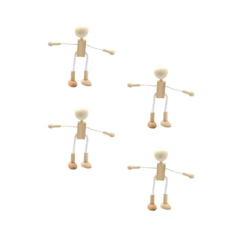 4 Бр. Направи си САМ играчка Peg Непълни кукли, Дървени M Shapable Kidcraft Playset Детски рисувани Изделия от Бамбук за Деца