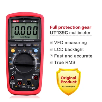 UNIT UT139C Цифров Мултицет NCV Multimetro Тестер Температура True RMS Електрически Ръчно Измерване на напрежение Ac Dc
