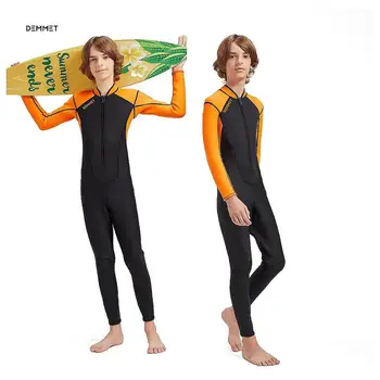 Младежки водолазен костюм от Неопрен 3 ММ CRSC за Сърфиране, Горещ Бански костюм, Подводен Жълто-Червен Бански костюм, Костюм За Гмуркане с шнорхел 9-16 Години